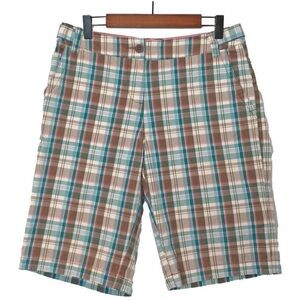 Boden Plaid Flat Front Bermuda Shorts Sz 10
